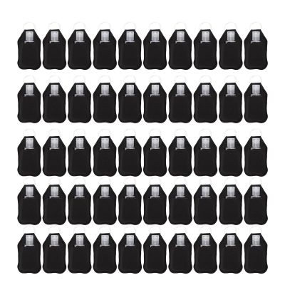 Saluaqui 50-Pack Empty Travel Bottles with Keychains, Refillable Leakproof Squeeze Bottles with Flip Caps and Neoprene Pouches