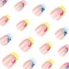 Ceboic 24-Piece Short Almond Press-On Nails, Nude Pink Cartoon Fruit French Tips view 3
