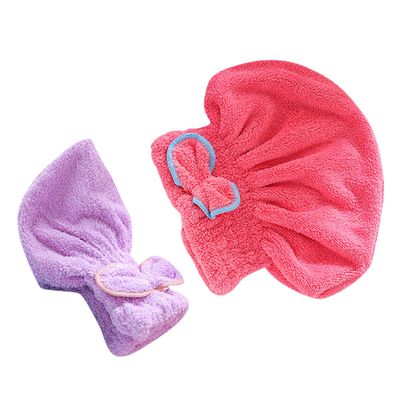 JOYOFREELY 2-Pack Quick-Drying Hair Towels, Coral Fleece, Bow Detail, Random Color