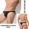 Ausing Men's PU Leather Thong with Pouch, Black, M view 4