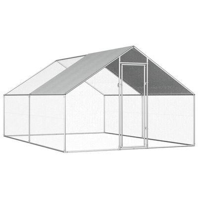 GeenYuu Outdoor Chicken Coop, Galvanized Steel, Polyethylene Roof, 2.75 x 4 x 1.92 m