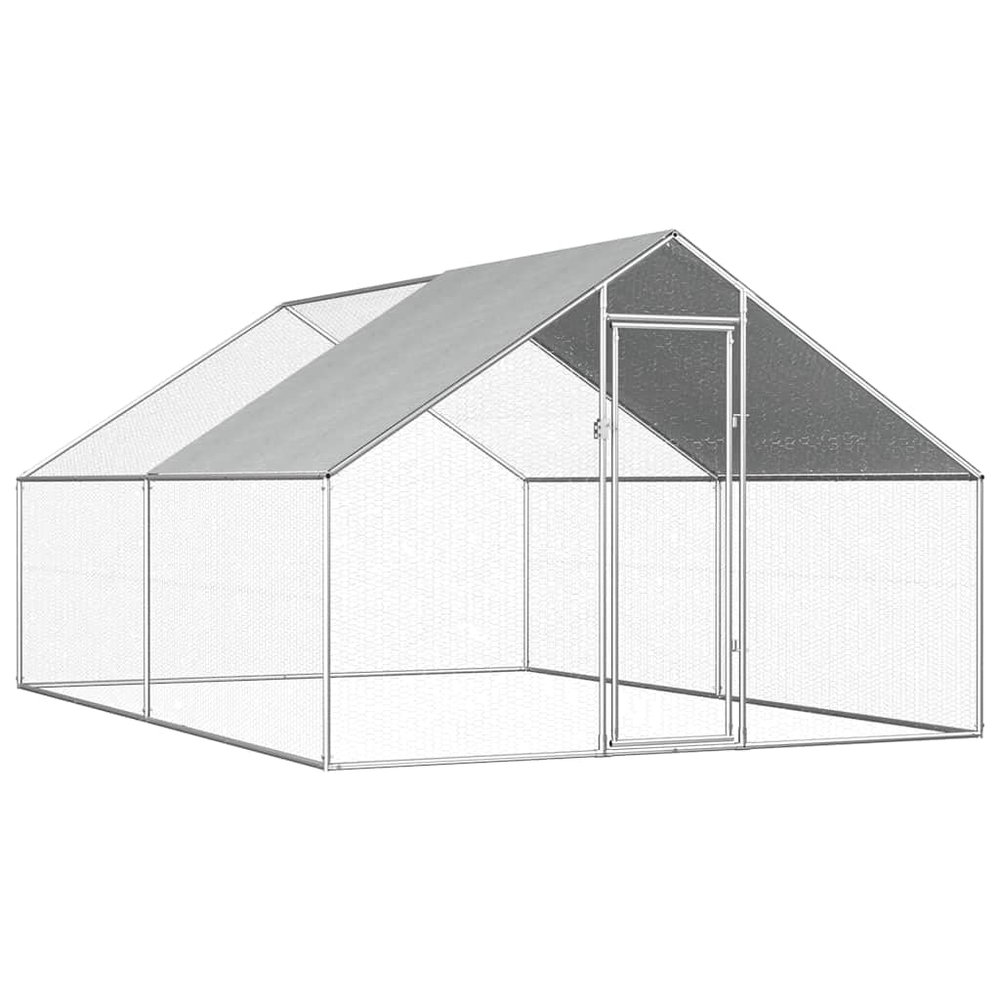 GeenYuu Outdoor Chicken Coop, Galvanized Steel, Polyethylene Roof, 2.75 x 4 x 1.92 m