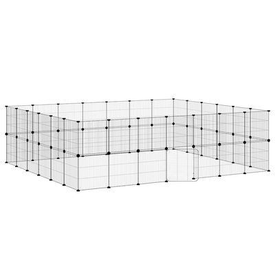 GeenYuu 52-Piece Black Steel Small Animal Playpen with Door, 35 x 35 cm Panels
