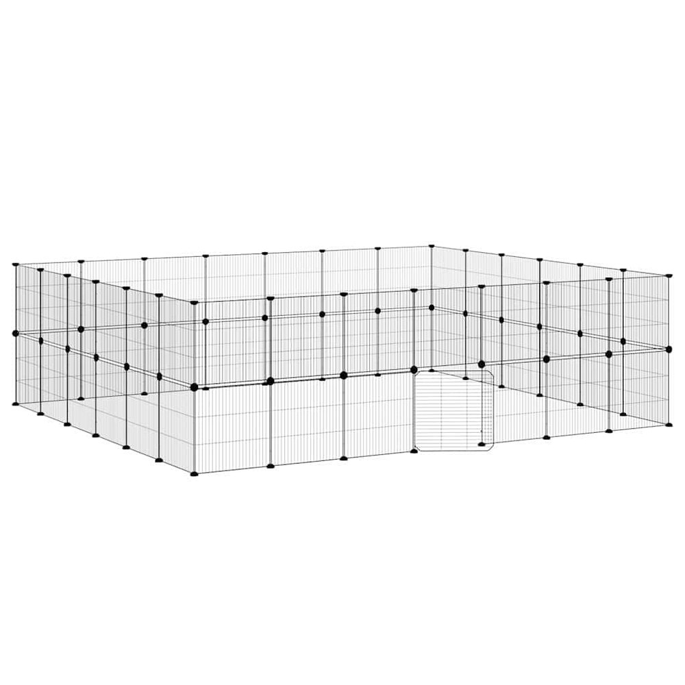 GeenYuu 52-Piece Black Steel Small Animal Playpen with Door, 35 x 35 cm Panels