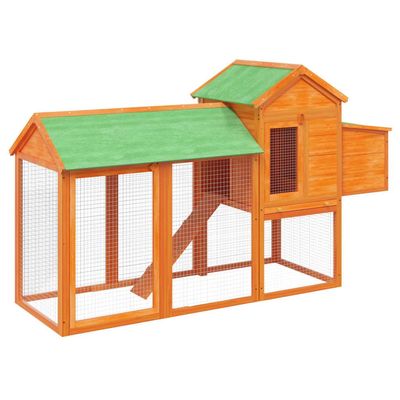 GeenYuu Chicken Coop Brown Solid Pine 193x65x117 cm