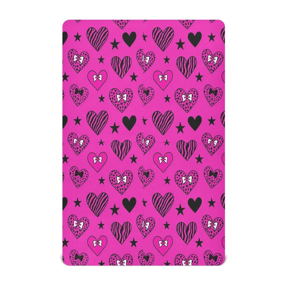 Toddler Crib Bedding Set, Pink Hearts, Stars, Leopard & Zebra Y2K, 99 x 68 cm