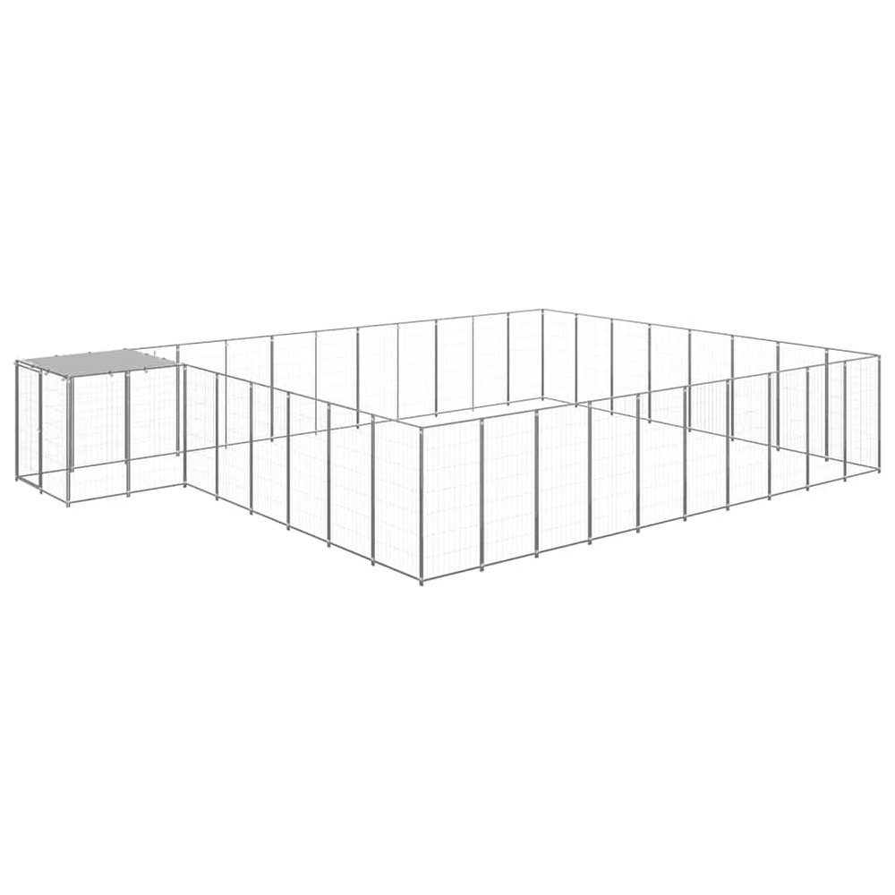 GeenYuu Dog Kennel, Powder-Coated Steel, Silver, 25.41 m²