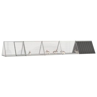 GeenYuu Rabbit Cage, Anthracite Galvanized Steel, 504.5 x 80.5 x 71 cm, with 3 Extension Cages