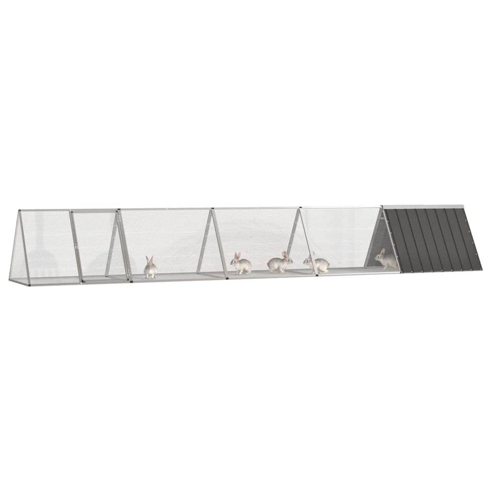 GeenYuu Rabbit Cage, Anthracite Galvanized Steel, 504.5 x 80.5 x 71 cm, with 3 Extension Cages