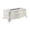 Plastic Tissue Box with European Vintage Style and Hand-Painted Floral Design (Silver) view 1