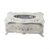 Plastic Tissue Box with European Vintage Style and Hand-Painted Floral Design (Silver) view 2