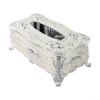 Plastic Tissue Box with European Vintage Style and Hand-Painted Floral Design (Silver) view 3