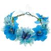 Abaodam Blue Fabric Flower Crown with Artificial Flowers view 1