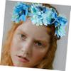 Abaodam Blue Fabric Flower Crown with Artificial Flowers view 4