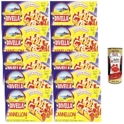 Italian Gourmet Bundle: 10 x 250 g Divella Cannelloni + Italian Gourmet Polpa