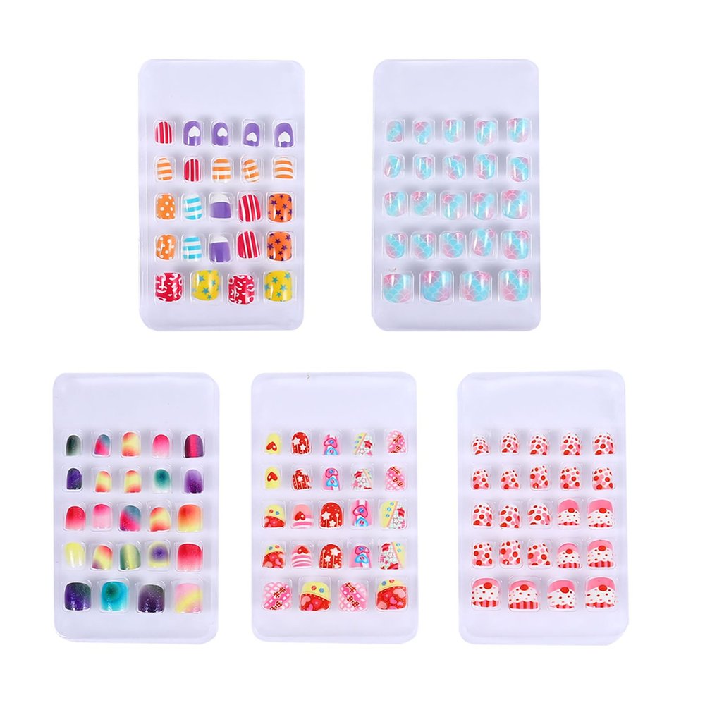 Abaodam 120-Piece Removable ABS Artificial Nails for Girls, Short, Various Colors