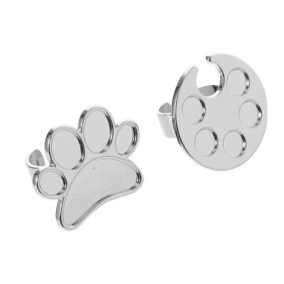 Abaodam 2-Piece Silver Alloy Finger Ring Palette for Nail Art