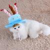 Phefop Pet Birthday Hat, Soft Cotton Cake Design, Adjustable Strap, for Dogs and Cats, Blue view 3