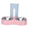 OVAQUIXI Wall-Mounted Stainless Steel Pet Bowl, Adjustable Height, Anti-Tip Design, Blue and Peach view 3