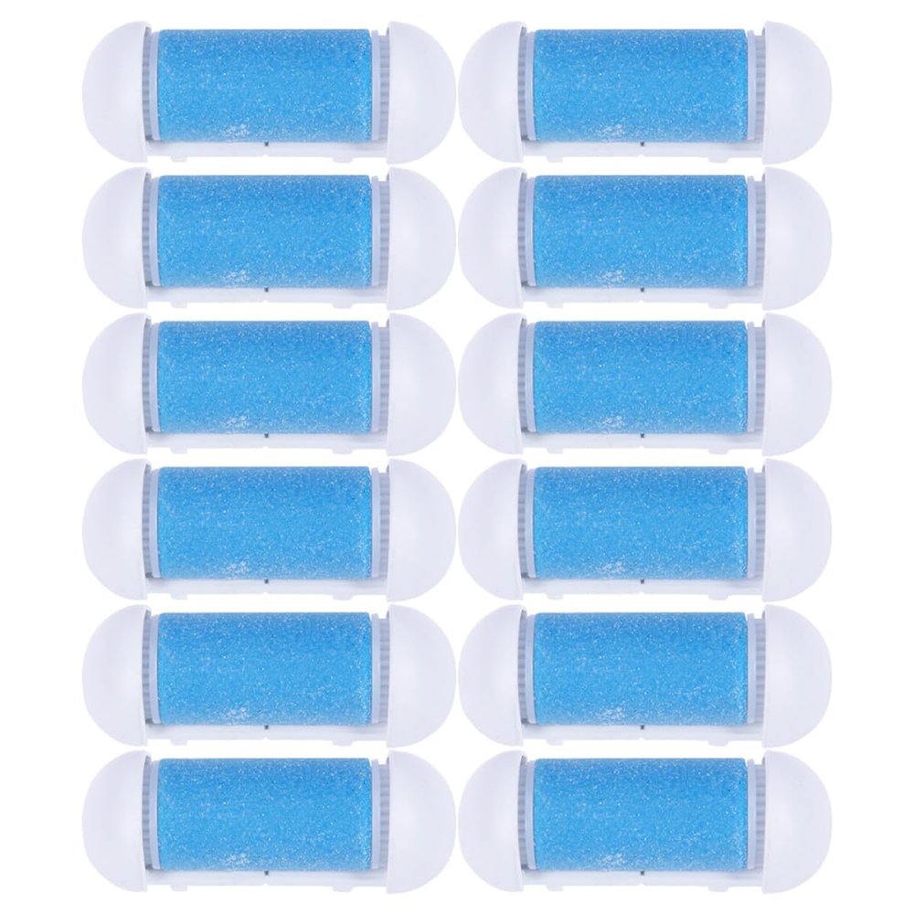Electronic Foot File Replacement Roller Heads, 12-Pack, Coarse, Blue