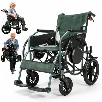Foldable Lightweight Aluminum Transport Wheelchair, 15.5 kg, 150 kg Capacity