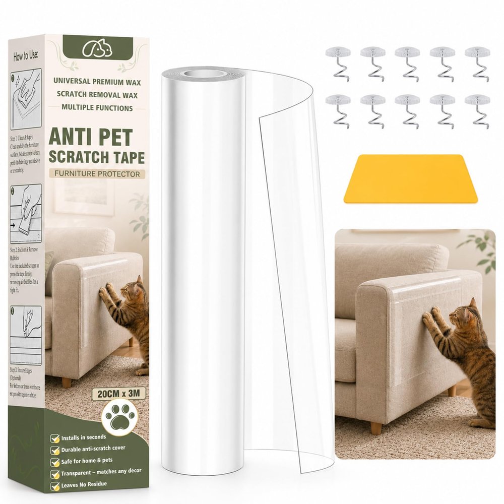 Cat Scratch Protection for Sofas and Doors, Transparent Film 300 x 20 cm