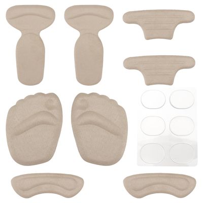 5-Piece Set of Self-Adhesive Silicone Forefoot Pads and Heel Cushions