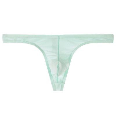 Exotic Men's Low-Rise Thong Underwear, Light Blue, L
