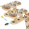 3-in-1 Elevated Cat Bowl Feeding Station with 3 Stainless Steel Bowls view 1