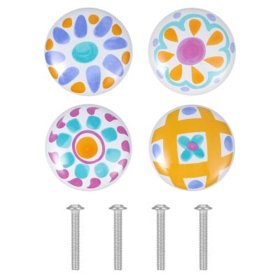 OFFIGAM 4-Piece Ceramic Cartoon Cabinet Handles, Round Drawer Pulls