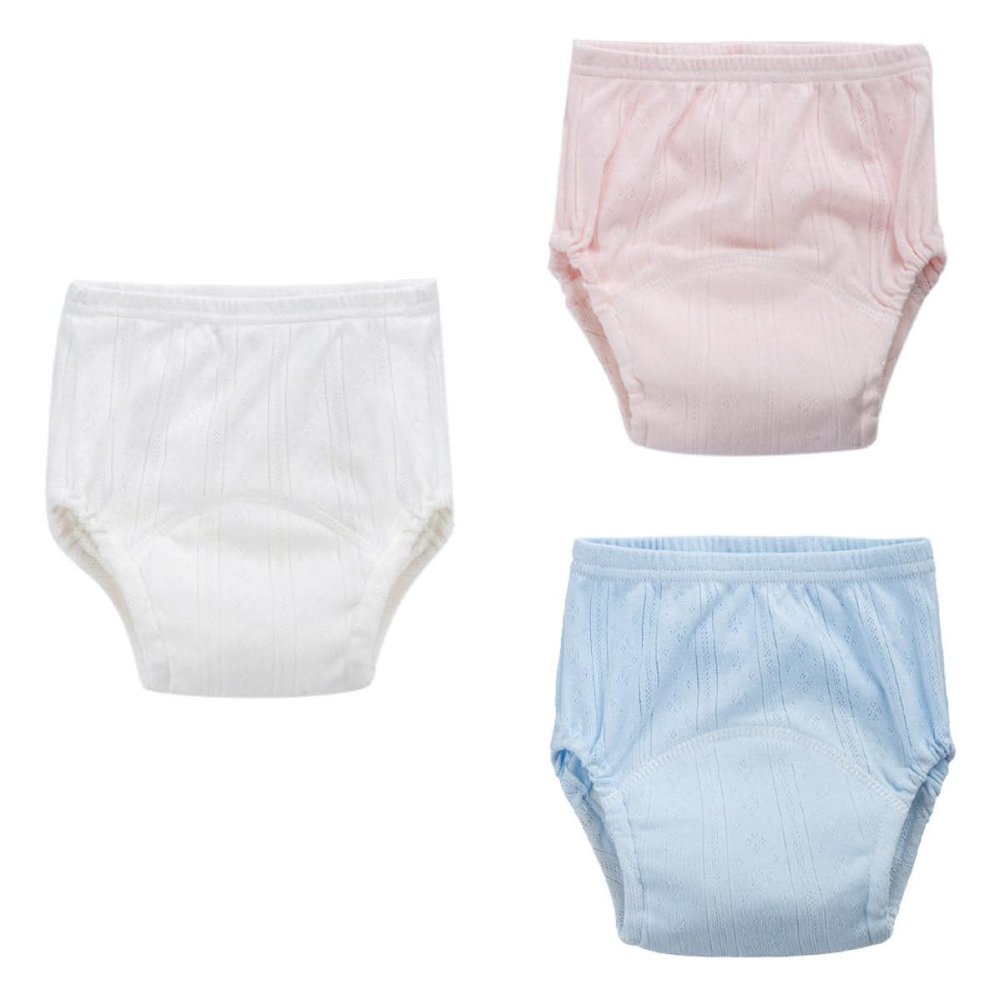LABRIMP 3-Pack Cotton Training Pants for Toddlers, Washable, 4-Layer Material, Random Color