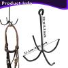 Horse Tack Hook, 4-Prong Equestrian Equipment Rack, 2-Piece Halter Organizer, Black Steel, 22.5 x 16 cm view 2