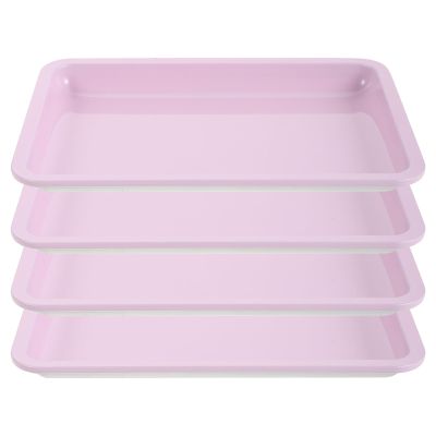 DECORNIJIA Pink Stainless Steel Nail Trays, 4-Piece Set