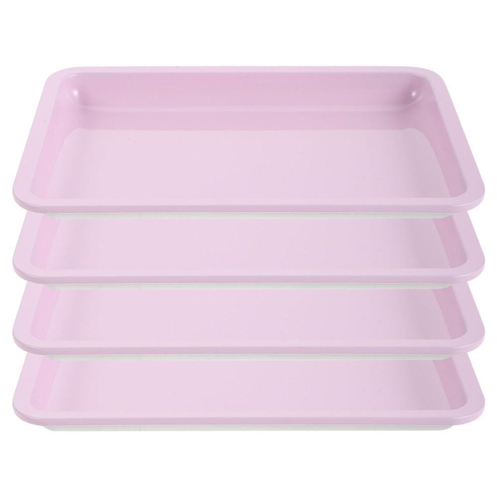 DECORNIJIA Pink Stainless Steel Nail Trays, 4-Piece Set