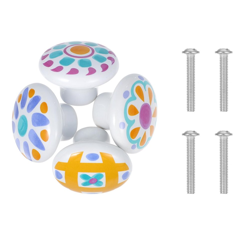 SHERCHPRY Round Cartoon Drawer Knobs, 4-Piece Set