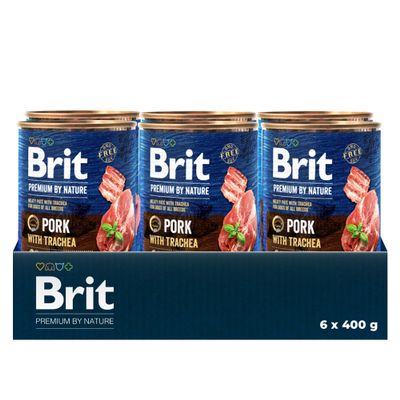 Brit Premium Wet Dog Food, Pork with Trachea, 6 x 400 g