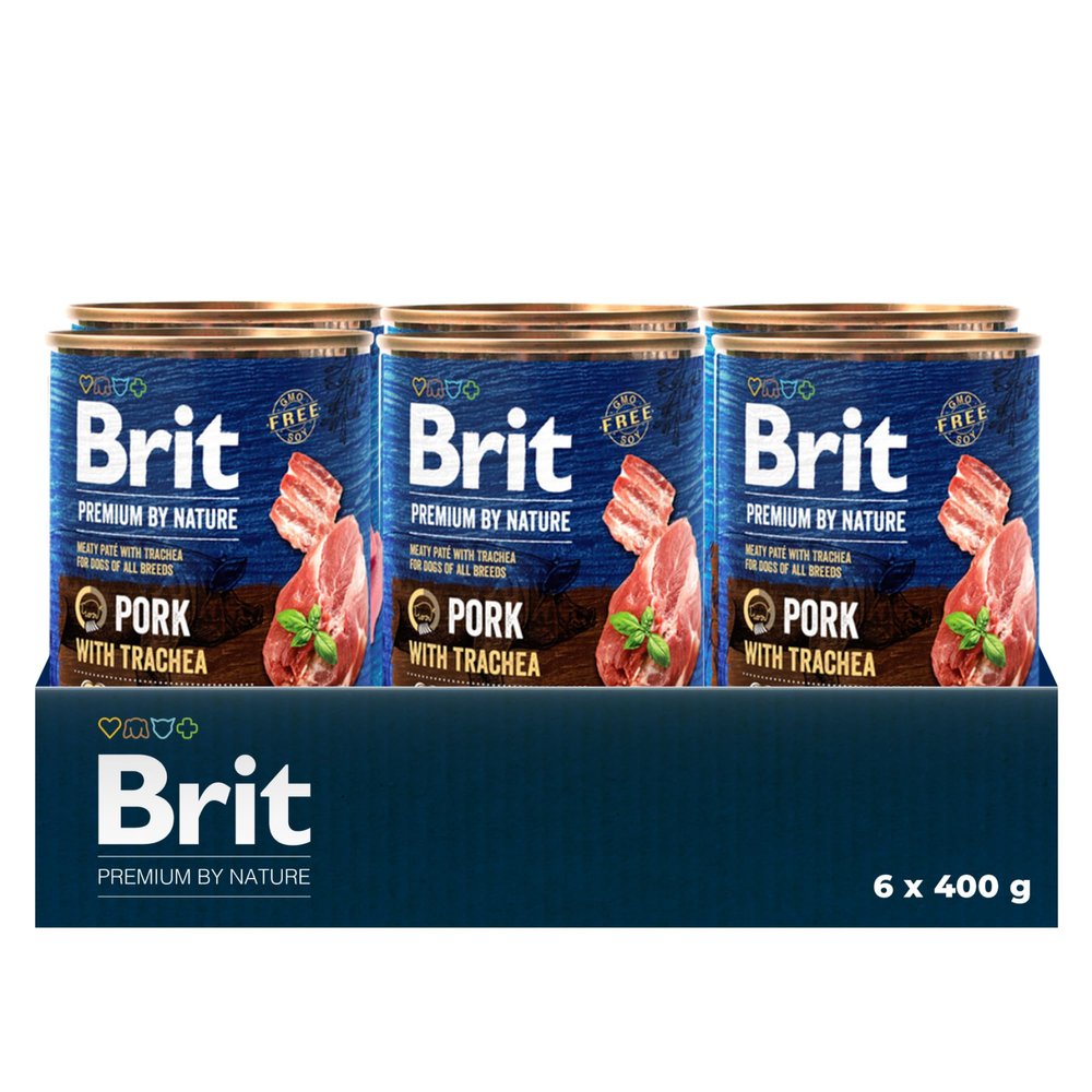 Brit Premium Wet Dog Food, Pork with Trachea, 6 x 400 g