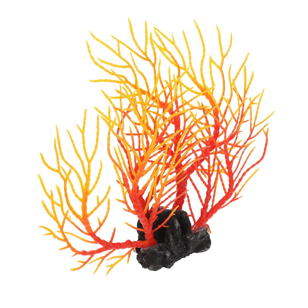 STOBAZA Decorative Artificial Resin Aquarium Plants, Realistic Look, Orange