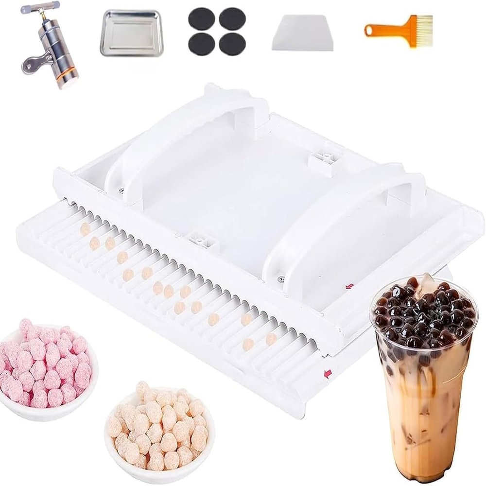 Manual Tapioca Pearl Maker, DIY Cassava and Taro Ball Tool, Double-Handle Design, 5 mm