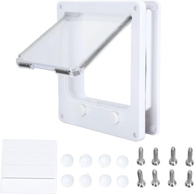 Pet Door with Double Rotary Switch, Durable Plastic Cat and Dog Flap