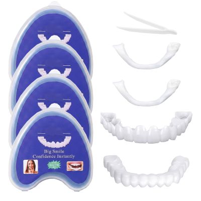 4 Pairs Clip-On Veneers with 8 Dental Fitting Gel Tubes and 4 Tools