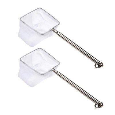 LONZIKP 2-Pack Mini Square Nets with Telescopic Handle for Aquariums