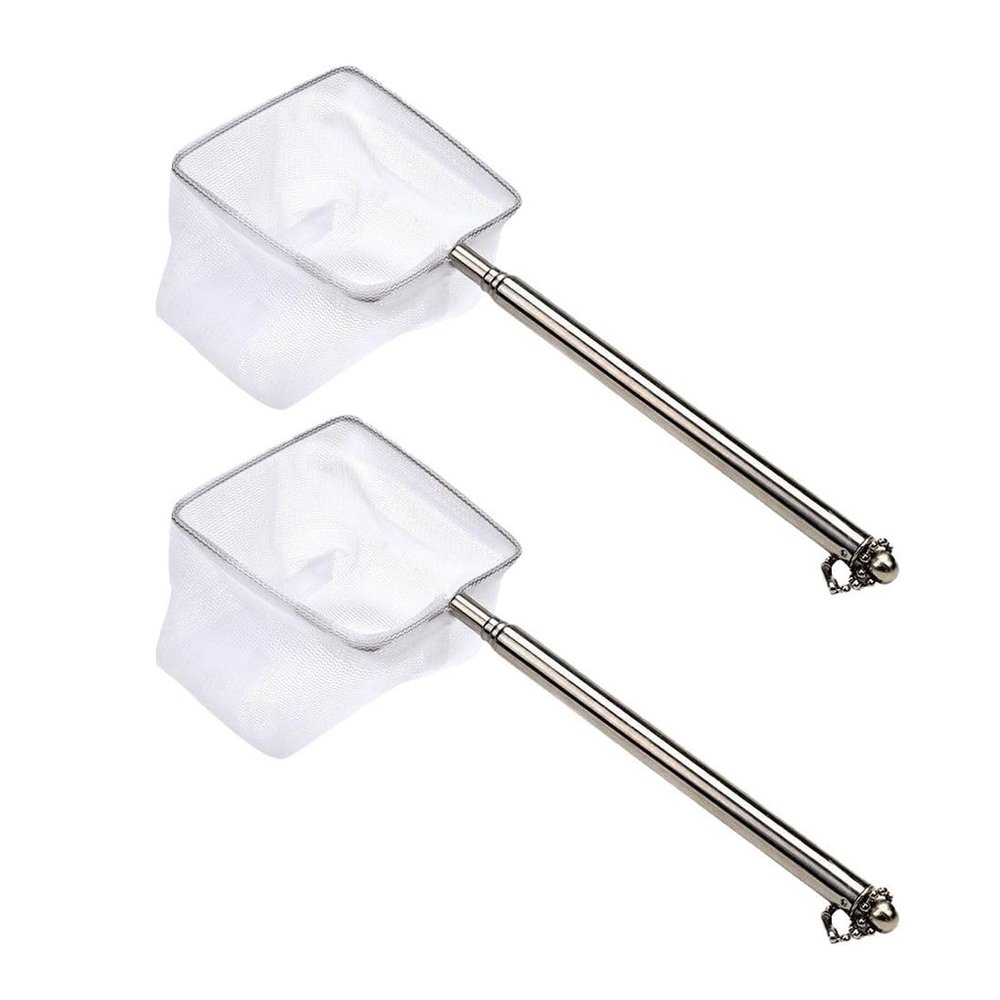 LONZIKP 2-Pack Mini Square Nets with Telescopic Handle for Aquariums