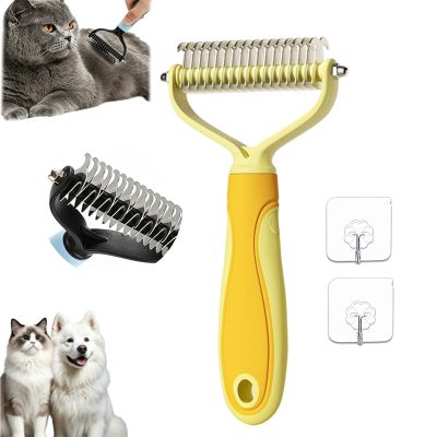 Double-Sided Pet Grooming Brush for Dogs & Cats