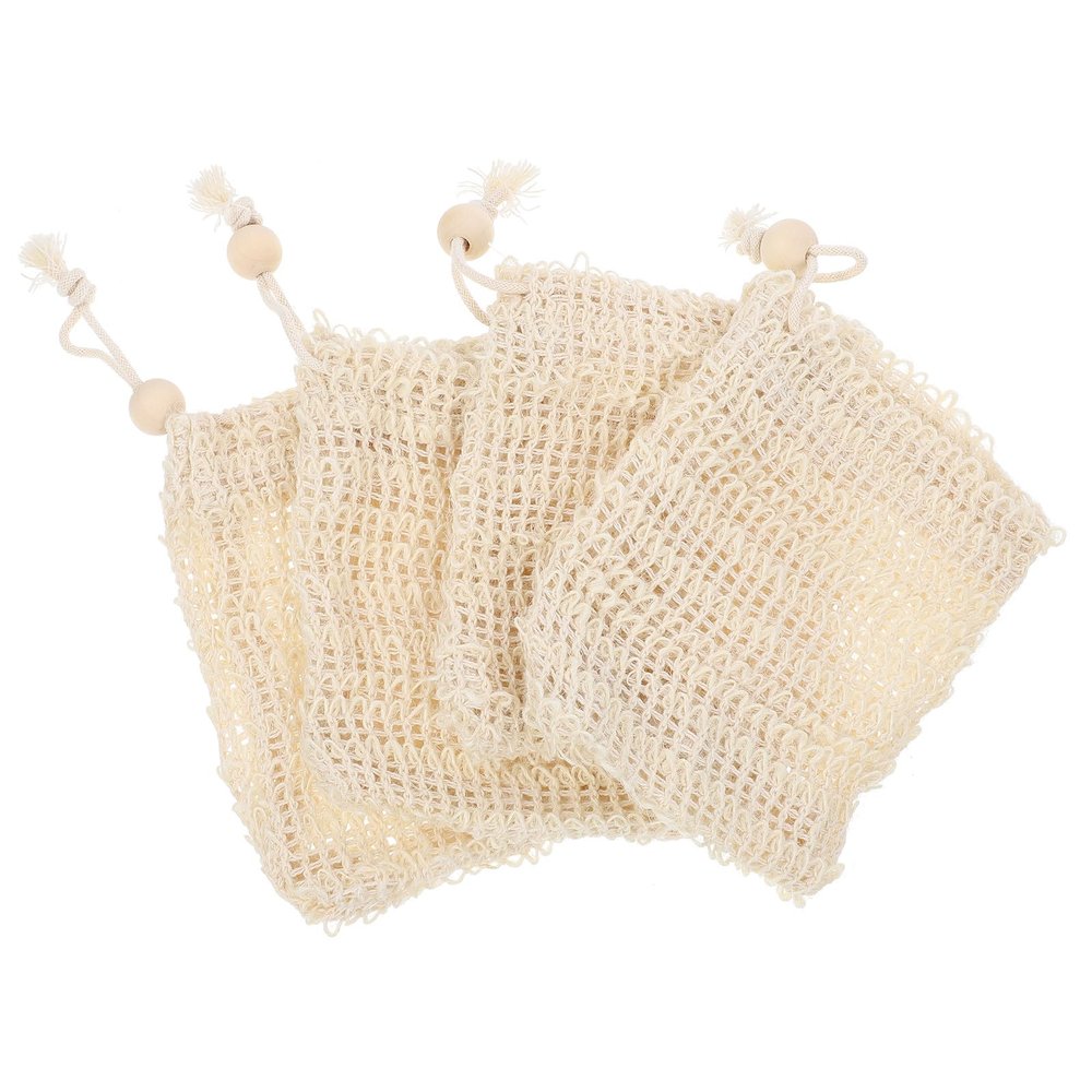 Abaodam 4-Pack Cotton and Linen Soap Bags with Drawstring