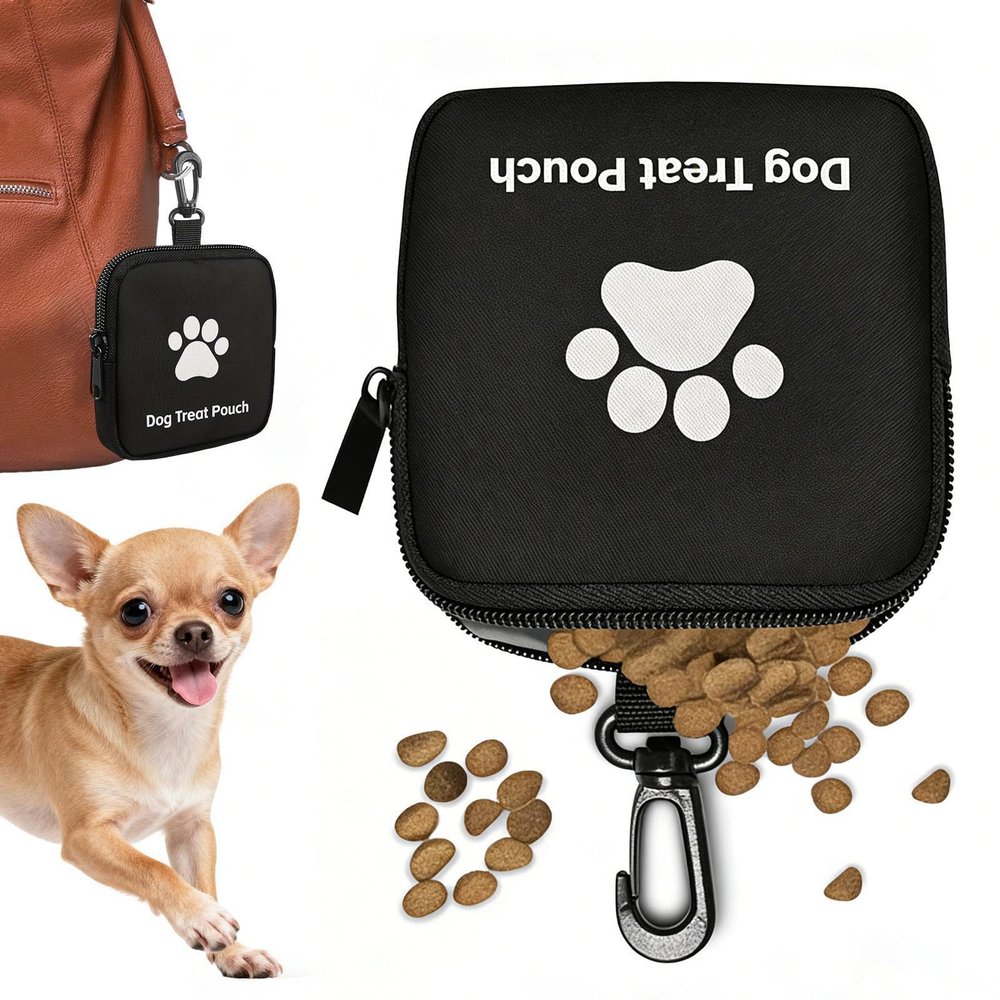 Dog Treat Pouch with Belt Clip and Paw Print