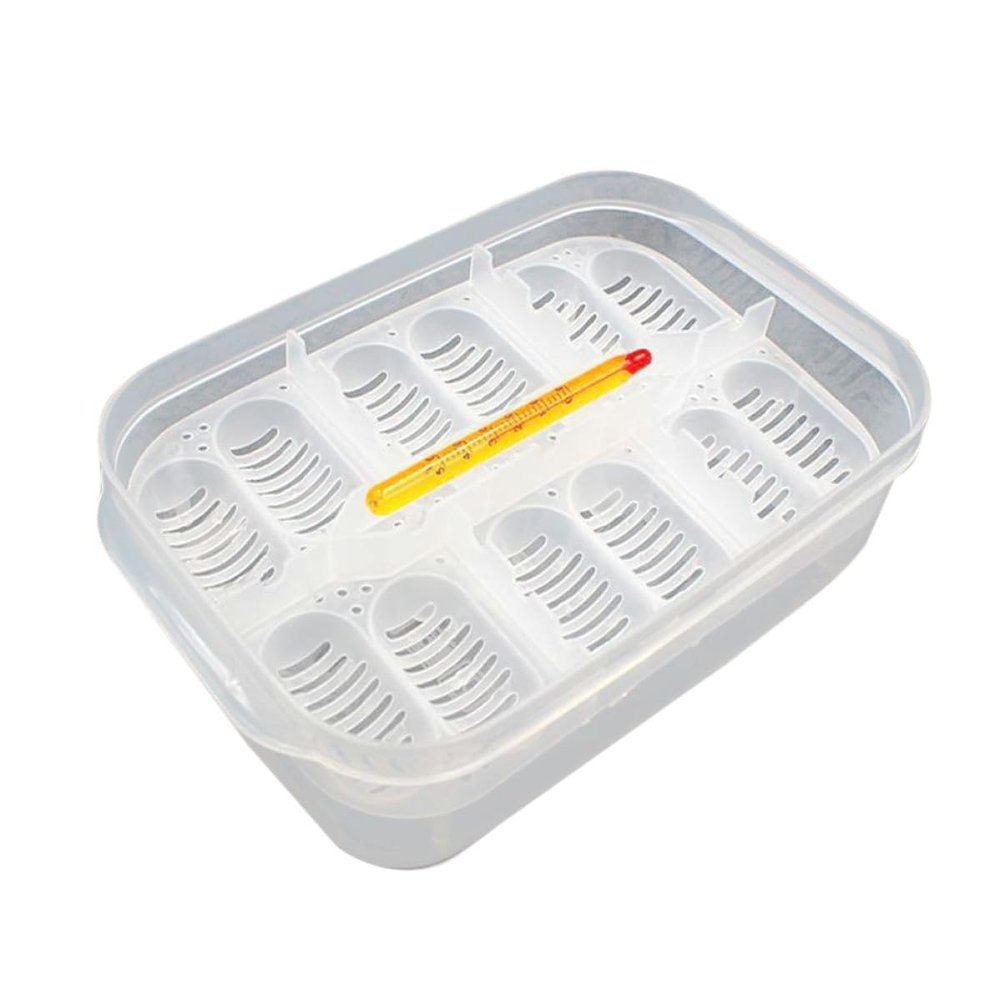GALPADA Plastic Reptile Egg Incubator with Thermometer, 12 Compartments, Random Color