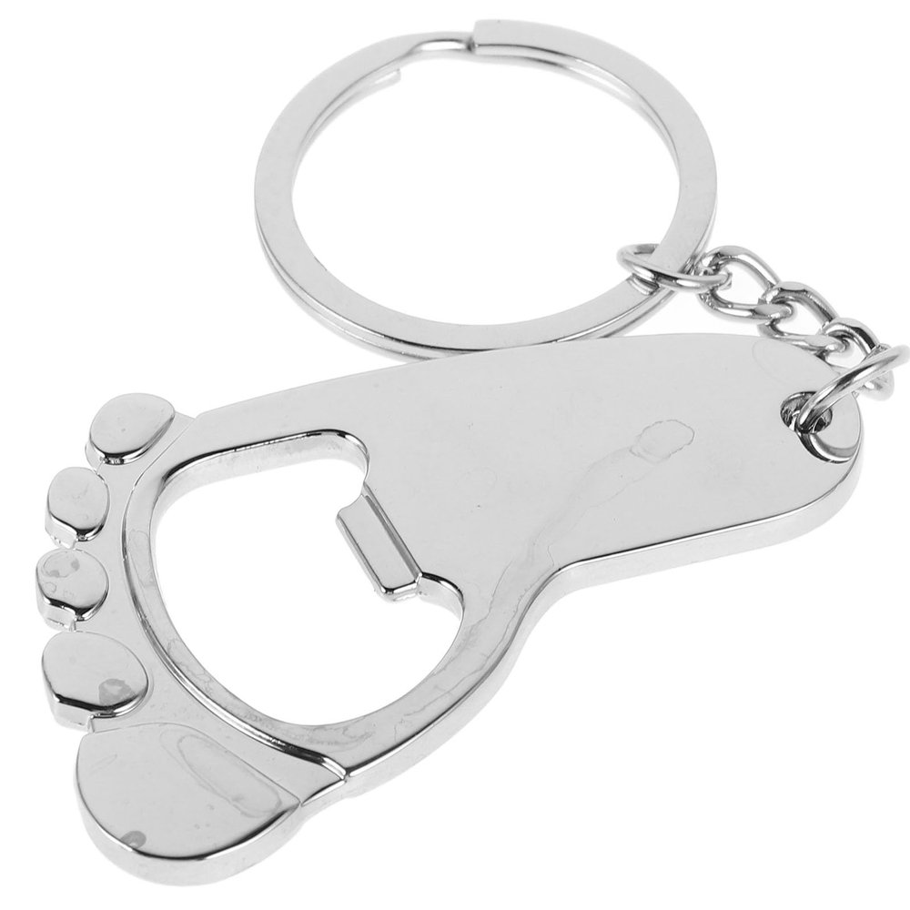 WRITWAA Silver-Colored Bottle Opener Keychains, 2-Pack, Footprint Design