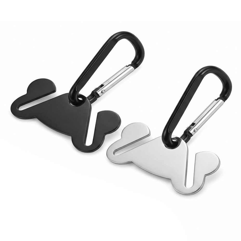 YIPFEN Dog Waste Bag Holder 2-Pack, Steel & Black, Hands-Free Leash & Belt Holder