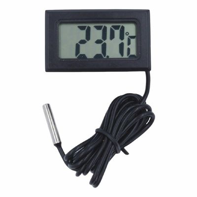 EasyByMall Digital Thermometer with Probe, LCD Display, -50 to 110°C, Waterproof Sensor, Black
